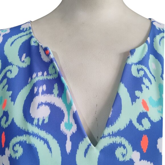 Britt Ryan Bohemian Print Pockets Nylon Spandex Stretch Mini Shift Dress Sz L - Picture 5 of 7